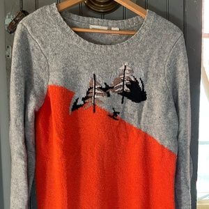 Anthropologie Sleeping on Snow embroidered ski sweater Size XL